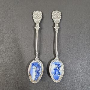 Vintage Klepa Art Czechoslovakia Spoons Set Of 2 Souvenir Cottagecore European